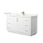 Wyndham Collection Icon 60" Free Standing Single Basin Vanity Set with Cabinet and Cultured Marble Vanity Top White / Carrara Cultured Marble Top / Satin Bronze Hardware