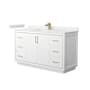 Wyndham Collection Icon 60" Free Standing Single Basin Vanity Set with Cabinet and Quartz Vanity Top White / White Quartz Top / Satin Bronze Hardware