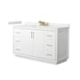 Wyndham Collection Icon 60" Free Standing Single Basin Vanity Set with Cabinet and Quartz Vanity Top White / White Quartz Top / Satin Bronze Hardware