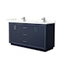Wyndham Collection Icon 66" Free Standing Double Basin Vanity Set with Cabinet and Quartz Vanity Top Dark Blue / Giotto Quartz Top / Brushed Nickel Hardware