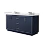 Wyndham Collection Icon 66" Free Standing Double Basin Vanity Set with Cabinet and Cultured Marble Vanity Top Dark Blue / White Cultured Marble Top / Brushed Nickel Hardware