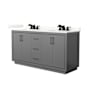 Wyndham Collection Icon 66" Free Standing Double Basin Vanity Set with Cabinet and Quartz Vanity Top Dark Gray / Giotto Quartz Top / Matte Black Hardware