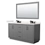 Wyndham Collection Icon 66" Free Standing Double Basin Vanity Set with Cabinet, Quartz Vanity Top, and Framed Mirror Dark Gray / White Quartz Top / Matte Black Hardware