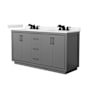 Wyndham Collection Icon 66" Free Standing Double Basin Vanity Set with Cabinet and Quartz Vanity Top Dark Gray / White Quartz Top / Matte Black Hardware