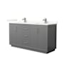 Wyndham Collection Icon 66" Free Standing Double Basin Vanity Set with Cabinet and Quartz Vanity Top Dark Gray / Giotto Quartz Top / Brushed Nickel Hardware