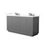 Wyndham Collection Icon 66" Free Standing Double Basin Vanity Set with Cabinet and Quartz Vanity Top Dark Gray / Giotto Quartz Top / Brushed Nickel Hardware