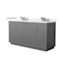 Wyndham Collection Icon 66" Free Standing Double Basin Vanity Set with Cabinet and Cultured Marble Vanity Top Dark Gray / White Cultured Marble Top / Brushed Nickel Hardware