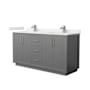 Wyndham Collection Icon 66" Free Standing Double Basin Vanity Set with Cabinet and Quartz Vanity Top Dark Gray / White Quartz Top / Brushed Nickel Hardware