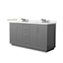 Wyndham Collection Icon 66" Free Standing Double Basin Vanity Set with Cabinet and Quartz Vanity Top Dark Gray / White Quartz Top / Brushed Nickel Hardware