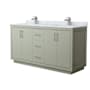 Wyndham Collection Icon 66" Free Standing Double Basin Vanity Set with Cabinet and Marble Vanity Top Light Green / Brushed Nickel Hardware