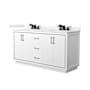 Wyndham Collection Icon 66" Free Standing Double Basin Vanity Set with Cabinet and Cultured Marble Vanity Top White / Carrara Cultured Marble Top / Matte Black Hardware