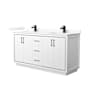 Wyndham Collection Icon 66" Free Standing Double Basin Vanity Set with Cabinet and Quartz Vanity Top White / Giotto Quartz Top / Matte Black Hardware