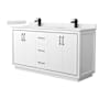 Wyndham Collection Icon 66" Free Standing Double Basin Vanity Set with Cabinet and Cultured Marble Vanity Top White / White Cultured Marble Top / Matte Black Hardware