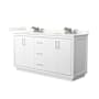 Wyndham Collection Icon 66" Free Standing Double Basin Vanity Set with Cabinet and Quartz Vanity Top White / Giotto Quartz Top / Brushed Nickel Hardware