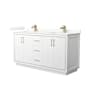 Wyndham Collection Icon 66" Free Standing Double Basin Vanity Set with Cabinet and Quartz Vanity Top White / Giotto Quartz Top / Satin Bronze Hardware