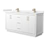 Wyndham Collection Icon 66" Free Standing Double Basin Vanity Set with Cabinet and Cultured Marble Vanity Top White / White Cultured Marble Top / Satin Bronze Hardware