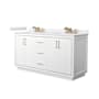 Wyndham Collection Icon 66" Free Standing Double Basin Vanity Set with Cabinet and Cultured Marble Vanity Top White / White Cultured Marble Top / Satin Bronze Hardware