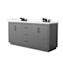 Wyndham Collection Icon 72" Free Standing Double Basin Vanity Set with Cabinet and Quartz Vanity Top Dark Gray / Giotto Quartz Top / Matte Black Hardware