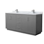 Wyndham Collection Icon 72" Free Standing Double Basin Vanity Set with Cabinet and Marble Vanity Top Dark Gray / Brushed Nickel Hardware