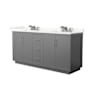 Wyndham Collection Icon 72" Free Standing Double Basin Vanity Set with Cabinet and Quartz Vanity Top Dark Gray / Giotto Quartz Top / Brushed Nickel Hardware