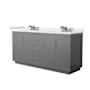 Wyndham Collection Icon 72" Free Standing Double Basin Vanity Set with Cabinet and Quartz Vanity Top Dark Gray / White Quartz Top / Brushed Nickel Hardware