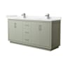 Wyndham Collection Icon 72" Free Standing Double Basin Vanity Set with Cabinet and Cultured Marble Vanity Top Light Green / Carrara Cultured Marble Top / Brushed Nickel Hardware