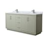 Wyndham Collection Icon 72" Free Standing Double Basin Vanity Set with Cabinet and Marble Vanity Top Light Green / Brushed Nickel Hardware