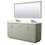Wyndham Collection Icon 72" Free Standing Double Basin Vanity Set with Cabinet, Quartz Vanity Top, and Framed Mirror Light Green / Giotto Quartz Top / Brushed Nickel Hardware