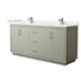 Wyndham Collection Icon 72" Free Standing Double Basin Vanity Set with Cabinet and Cultured Marble Vanity Top Light Green / White Cultured Marble Top / Brushed Nickel Hardware