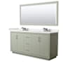 Wyndham Collection Icon 72" Free Standing Double Basin Vanity Set with Cabinet, Quartz Vanity Top, and Framed Mirror Light Green / White Quartz Top / Brushed Nickel Hardware