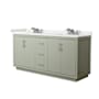 Wyndham Collection Icon 72" Free Standing Double Basin Vanity Set with Cabinet and Quartz Vanity Top Light Green / White Quartz Top / Brushed Nickel Hardware