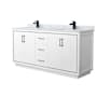 Wyndham Collection Icon 72" Free Standing Double Basin Vanity Set with Cabinet and Marble Vanity Top White / Matte Black Hardware