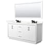 Wyndham Collection Icon 72" Free Standing Double Basin Vanity Set with Cabinet, Quartz Vanity Top, and Framed Mirror White / Giotto Quartz Top / Matte Black Hardware