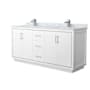 Wyndham Collection Icon 72" Free Standing Double Basin Vanity Set with Cabinet and Marble Vanity Top White / Brushed Nickel Hardware