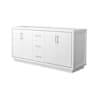 Wyndham Collection Icon 71" Double Free Standing Vanity Cabinet Only - Less Vanity Top White / Brushed Nickel Hardware