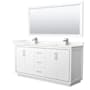 Wyndham Collection Icon 72" Free Standing Double Basin Vanity Set with Cabinet, Quartz Vanity Top, and Framed Mirror White / Giotto Quartz Top / Brushed Nickel Hardware