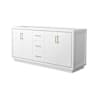 Wyndham Collection Icon 71" Double Free Standing Vanity Cabinet Only - Less Vanity Top White / Satin Bronze Hardware