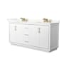 Wyndham Collection Icon 72" Free Standing Double Basin Vanity Set with Cabinet and Quartz Vanity Top White / Giotto Quartz Top / Satin Bronze Hardware