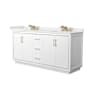 Wyndham Collection Icon 72" Free Standing Double Basin Vanity Set with Cabinet and Quartz Vanity Top White / White Quartz Top / Satin Bronze Hardware