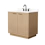 Wyndham Collection Maroni 36" Free Standing Single Basin Vanity Set with Cabinet and Quartz Vanity Top Light Straw / White Quartz Top / Matte Black Hardware