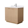 Wyndham Collection Maroni 36" Free Standing Single Basin Vanity Set with Cabinet and Cultured Marble Vanity Top Light Straw / White Cultured Marble Top / Brushed Nickel Hardware