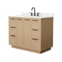 Wyndham Collection Maroni 42" Free Standing Single Basin Vanity Set with Cabinet and Quartz Vanity Top Light Straw / Giotto Quartz Top / Matte Black Hardware