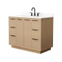 Wyndham Collection Maroni 42" Free Standing Single Basin Vanity Set with Cabinet and Quartz Vanity Top Light Straw / White Quartz Top / Matte Black Hardware