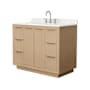 Wyndham Collection Maroni 42" Free Standing Single Basin Vanity Set with Cabinet and Quartz Vanity Top Light Straw / Giotto Quartz Top / Brushed Nickel Hardware