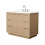 Wyndham Collection Maroni 42" Free Standing Single Basin Vanity Set with Cabinet and Quartz Vanity Top Light Straw / White Quartz Top / Brushed Nickel Hardware