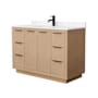 Wyndham Collection Maroni 48" Free Standing Single Basin Vanity Set with Cabinet and Cultured Marble Vanity Top Light Straw / Carrara Cultured Marble Top / Matte Black Hardware