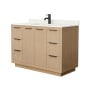 Wyndham Collection Maroni 48" Free Standing Single Basin Vanity Set with Cabinet and Quartz Vanity Top Light Straw / Giotto Quartz Top / Matte Black Hardware