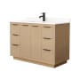 Wyndham Collection Maroni 48" Free Standing Single Basin Vanity Set with Cabinet and Quartz Vanity Top Light Straw / White Quartz Top / Matte Black Hardware