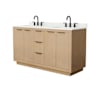 Wyndham Collection Maroni 60" Free Standing Double Basin Vanity Set with Cabinet and Quartz Vanity Top Light Straw / Giotto Quartz Top / Matte Black Hardware