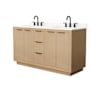 Wyndham Collection Maroni 60" Free Standing Double Basin Vanity Set with Cabinet and Quartz Vanity Top Light Straw / White Quartz Top / Matte Black Hardware